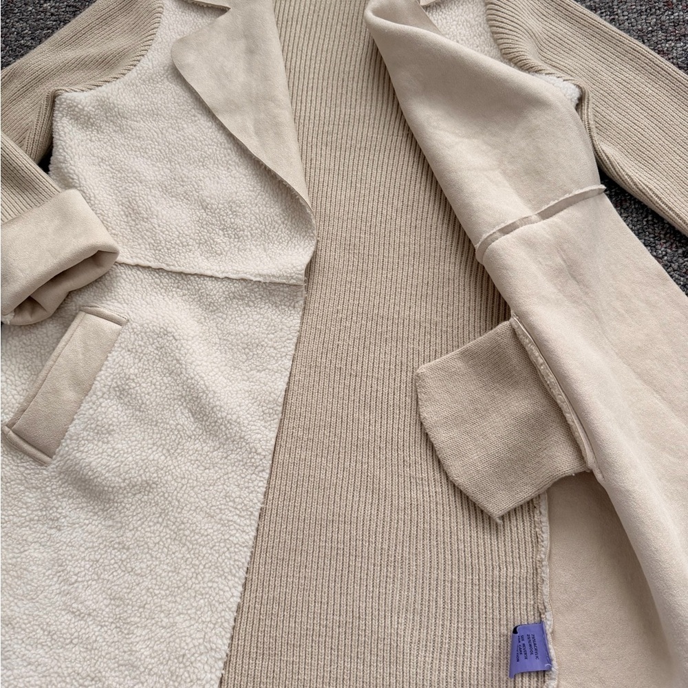 Michelle Nicole Wool Blend Cream Teddy Pea Coat XL - Picture 10 of 11